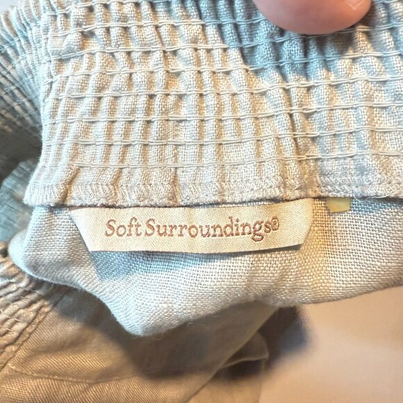 Soft Surroundings Women XL Linen A Line Skirt Beige Stretch Waist Side Slits - Picture 4 of 9